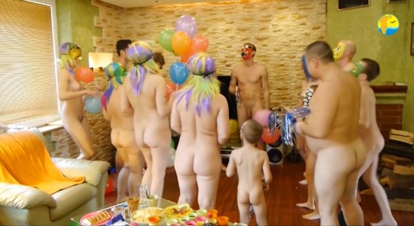 Family Masquerade Ball (family nudism, family naturism, young naturism, naked boys, naked girls)