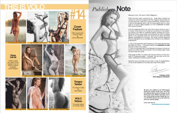 VOLO (Nude Art Magazine) #14 - 150 Pages Of PURE ART - 'A VOLO SUMMER' ISSUE