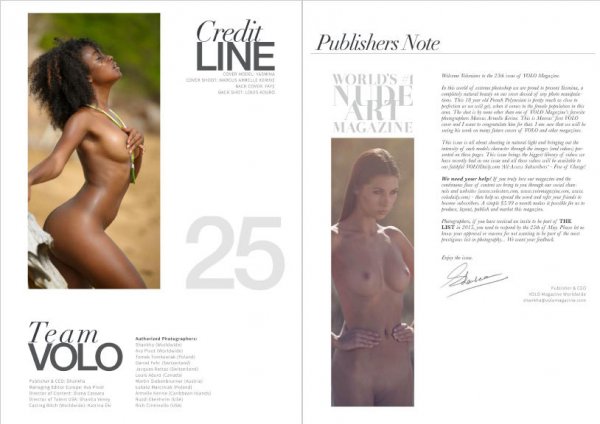 VOLO (Nude Art Magazine) #25 - 2015 - 134 Pages Of Art